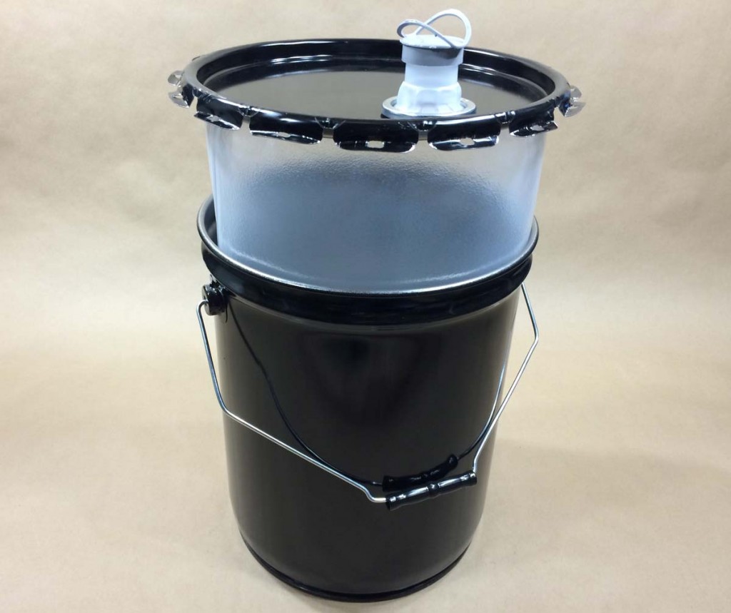 5gal Unlined Black Steel Buckets (Lever Lock Ring Lid) - Black