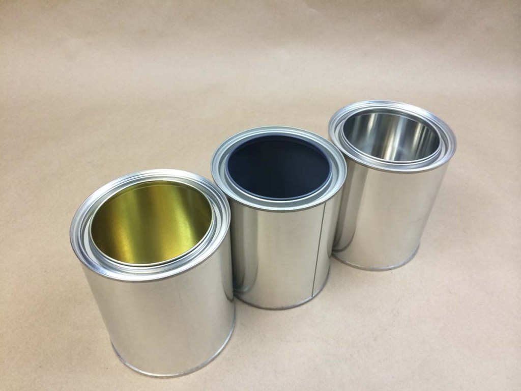 1/2 Pint Metal Paint Can with Lid, Gold Phenolic Lined